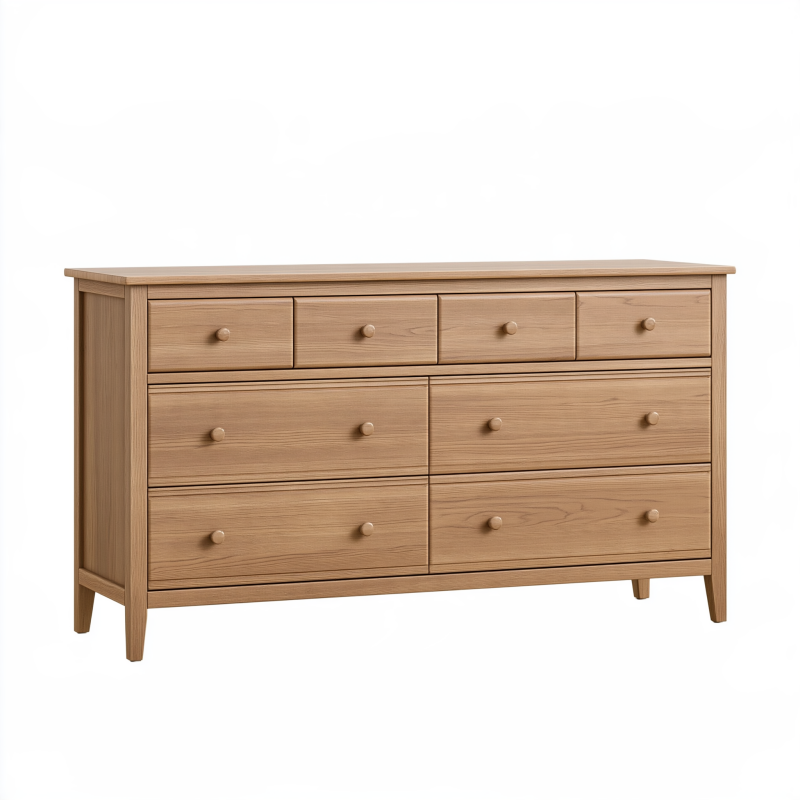 Kommode 160 x 45 x 90 cm aus Holz in Natur mit 8 Schubladen im Landhausstil