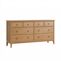 Kommode 160 x 45 x 90 cm Holz Eichefarben mit 8 Schubladen Landhausstil