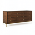 Kommode 160 x 45 x 80 cm Walnussbraun Holzwerkstoff mit 6 Schubladen im Mid-Century-Stil
