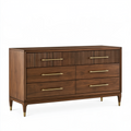Kommode 160 cm Walnussholz mit 6 Schubladen im Mid-Century-Stil