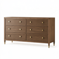 Kommode 160 x 45 x 85 cm Holz Walnussbraun mit 6 Schubladen geriffelter Stil