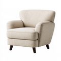 Sessel 85 x 88 x 88 cm in Creme mit Bouclé-Stoff und Holzfüßen