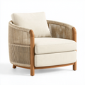 Sessel 78 x 82 x 82 cm aus Holz und Kordel Beige Naturfarbene Relaxsessel im modernen Stil