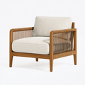 Sessel 82 x 78 x 78 cm aus Holz mit Seilgeflecht in Naturbraun und Beige