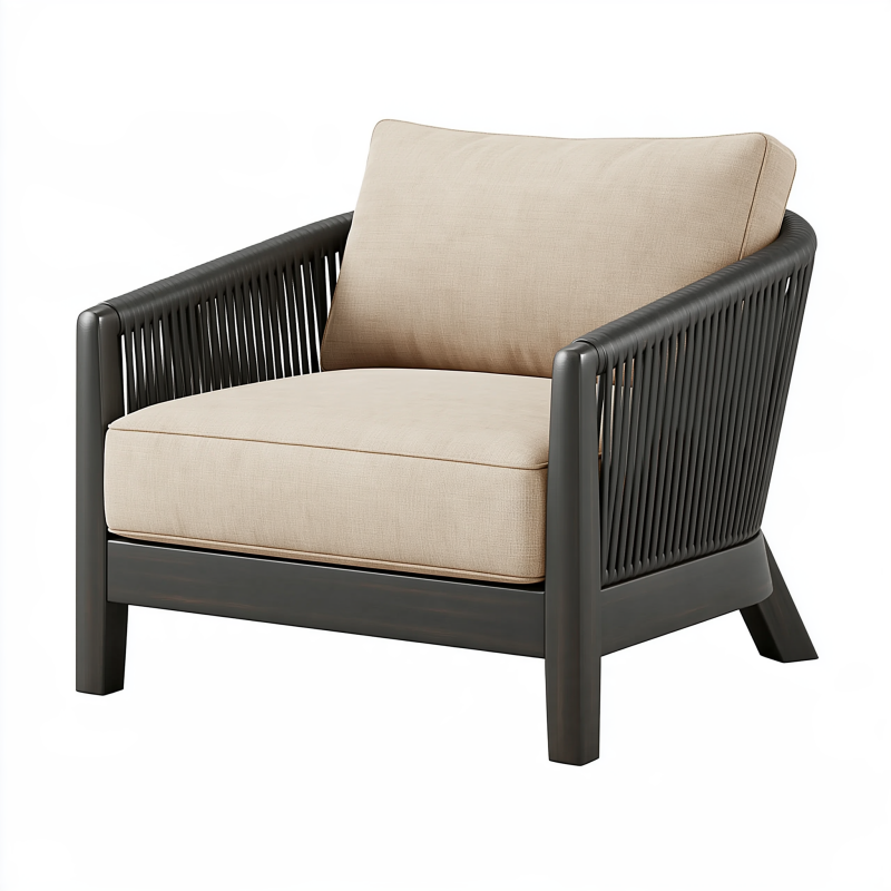 Sessel 78 x 78 x 80 cm mit Metallgestell Dunkelgrau Beige - Loungesessel mit Textilpolsterung
