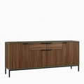 Sideboard 160 x 40 x 80 cm Braun in Holzoptik mit Metallgestell und Lamellentüren