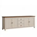Sideboard 200 x 45 x 85 cm Holzoptik Beige Braun mit 4 Türen und 3 Schubladen Landhausstil