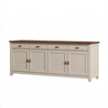 Sideboard 180 x 45 x 85 cm Holzwerkstoff Beige/Braun Landhausstil mit 4 Türen und 4 Schubladen