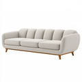 3-Sitzer Sofa 220 x 90 x 82 cm in Creme mit Textilbezug und Holzfüßen - skandinavischer Stil