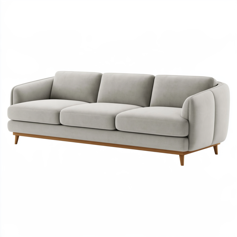 3-Sitzer-Sofa 220 cm hellgrauer Stoff mit Holzfüßen für das Wohnzimmer