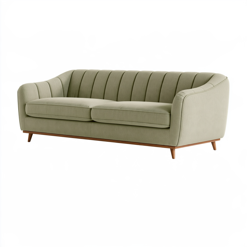 3-Sitzer-Sofa 210 x 88 x 82 cm Hellgrün Stoffbezug Holzbeine Retro