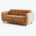2-Sitzer Sofa 180 cm in Lederoptik Cognac fürs Wohnzimmer mit Steppung