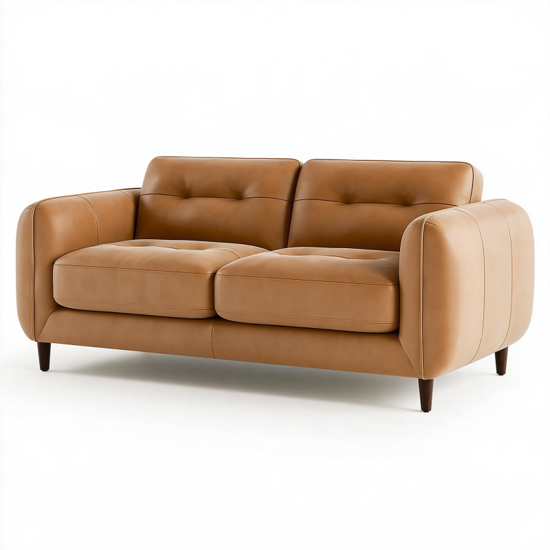 2-Sitzer Sofa 180 x 85 x 82 cm in Cognac Lederoptik - modernes Wohnzimmermöbel