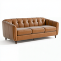 3-Sitzer Sofa 220 cm cognacbraun Bezug in Lederoptik Chesterfield-Stil