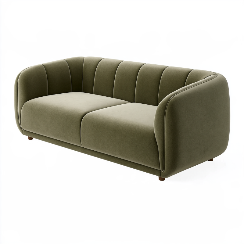 2-Sitzer-Sofa 180 x 85 x 78 cm Samt Olivgrün Retro Gepolstert
