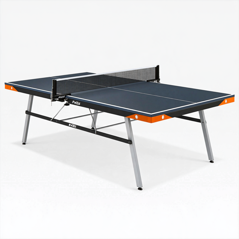 Tischtennistisch 274 x 152.5 x 76 cm dunkelblau Stahl für Indoor-Spiel mit Netz