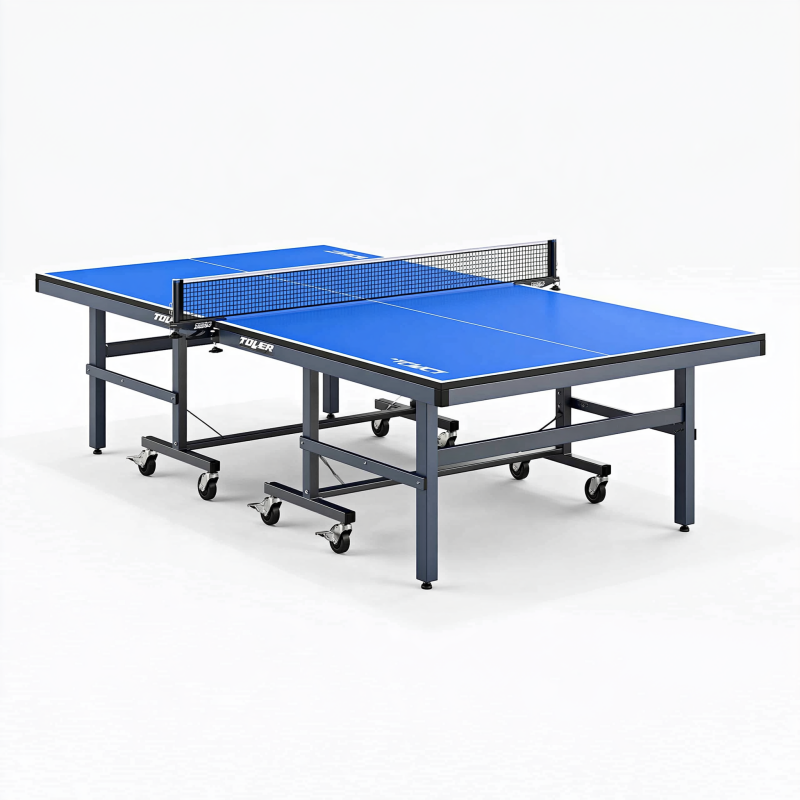 Tischtennistisch 274 x 152.5 x 76 cm Blau Holzwerkstoff klappbar mit Rollen