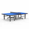 Tischtennistisch 274 x 152.5 x 76 cm Blau Schwarz mit Stahlgestell und Transportrollen