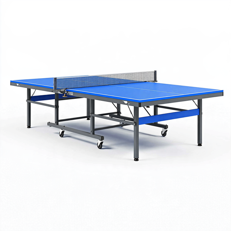 Tischtennistisch 274 x 152.5 x 76 cm Blau Schwarz klappbar mit Netz und Rollen