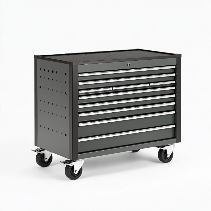 Werkzeugwagen 77 x 46 x 97 cm Stahl dunkelgrau mit 7 Schubladen rollbar